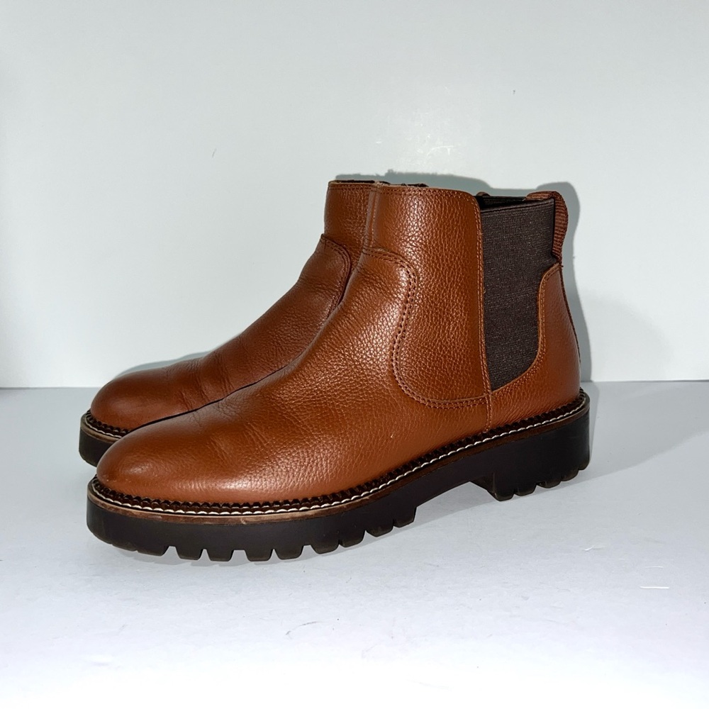 Nordstrom Rack Brown Man Leather Elastic Waterproof Round Toe Ankle Boot